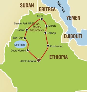 Ethiopia tour map
