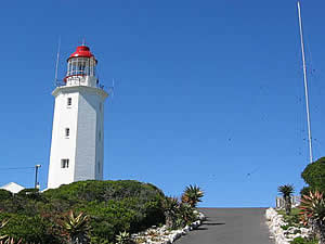 The lighthouse at the aptly-named Danger Point at Gans Bay was constructed in 1895 to help safeguard one of South Africa's most dangerous stretches of coastline.  In 1852 off Danger Point the troopship HMS Birkenhead struck a rock and sank giving rise to the tradition of "women and children first".  Find Gans Bay accommodation on our Gans Bay accommodation page.