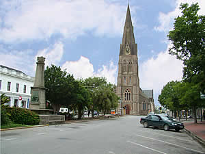 Grahamstown, the 1820 Settlers' city, is both the site and the centre of an area of much South African history.  A landmark from anywhere in the city is the Anglican Cathedral of St Michael and St George, Church Square.  Find Grahamstown accommodation on our Grahamstown accommodation page.