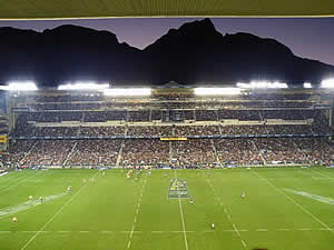 Newlands rugby stadium, home to Cape Town's own team and familiar to many rugby fans worldwide for hosting test matches.  Find Newlands Cape Town accommodation on our Newlands Cape Town accommodation page.