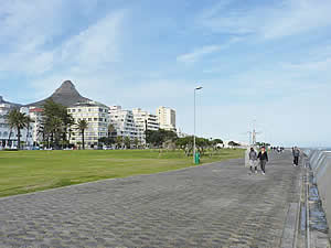 The promenade which runs the full length of Sea Point next to the sea, much frequented by walkers, joggers and sightseers.  Find Sea Point Cape Town accommodation with its beaches and sunshine on our Sea Point Cape Town accommodation page.